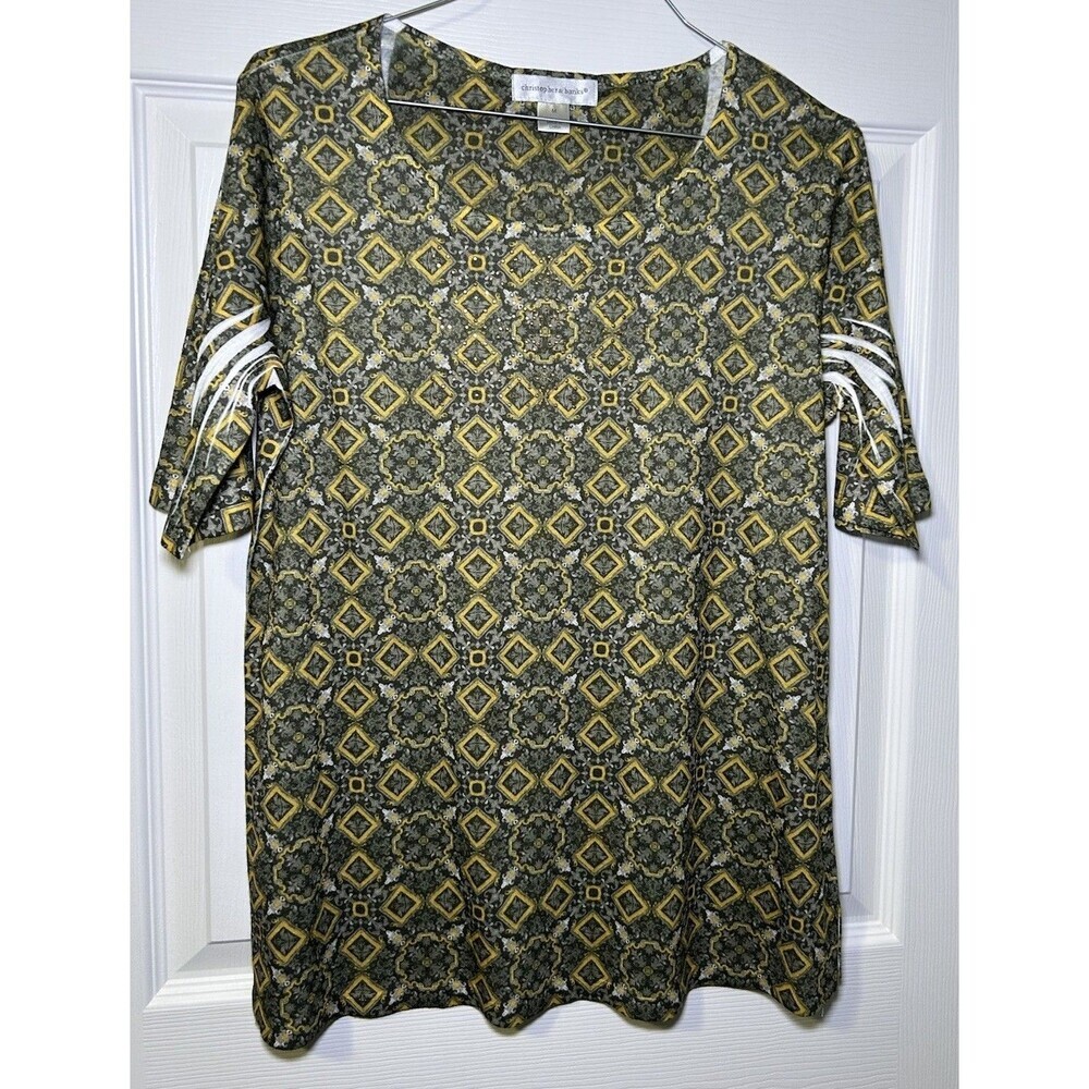 Christopher & Banks Women’s 3/4 Sleeve Rhinestone Retro Blouse Size Medium NWT
